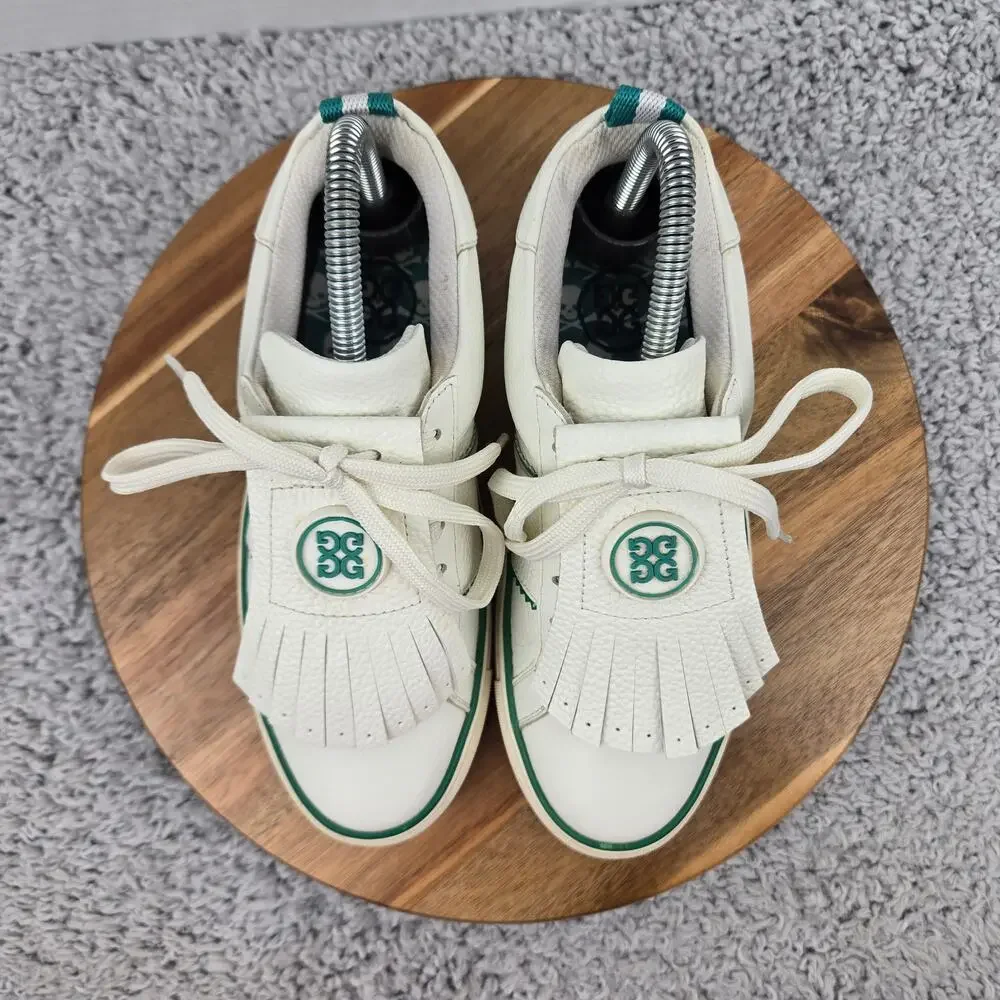G/Fore G4 Womens 6 Kiltie Disruptor White Green Leather Spikeless Golf Shoe